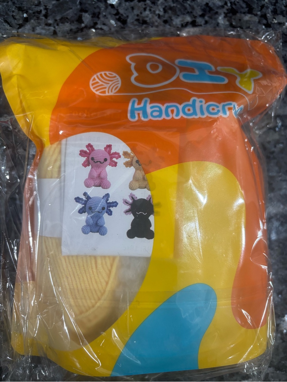Yellow axolotl crochet kit - DIY Plush Craft